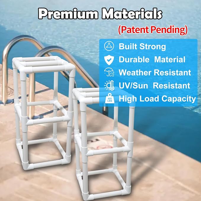 2 Butacos para Piscina con Reposapiés 25 Pulgadas Blanco miniatura 5