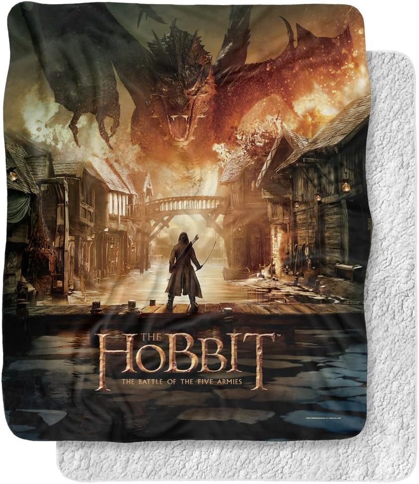 The Hobbit Battle of The Five Armies Poster Silky Touch Sherpa Back Super Soft Throw Blanket