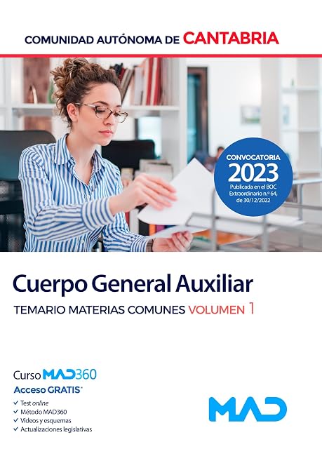 Portada de Cuerpo General Auxiliar de la Comunidad Autónoma de Cantabria. Temario de Materias Comunes volumen 1