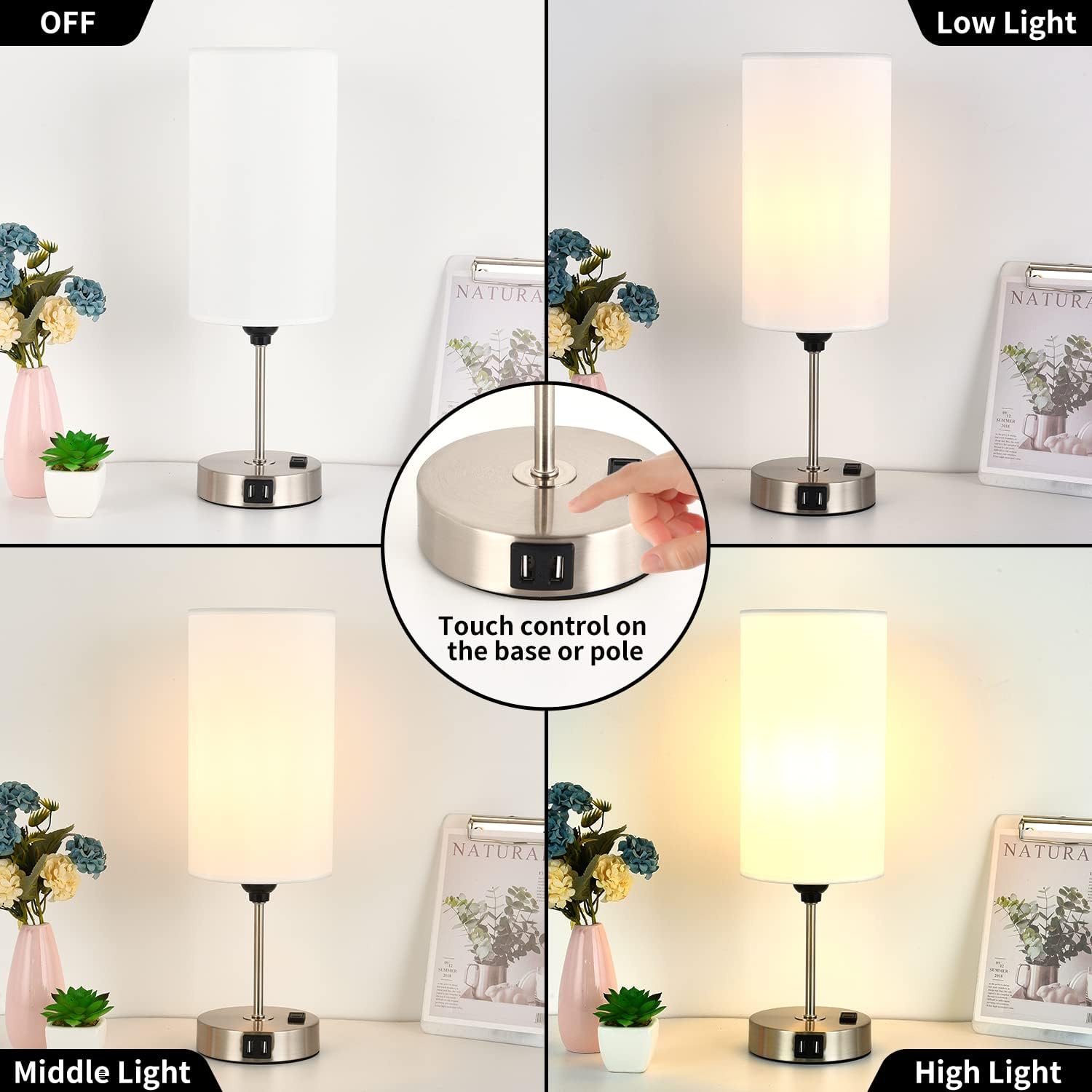 Buy AUPSEN Touch Table Lamp for Bedroom Nightstand Bedside Lamps with
