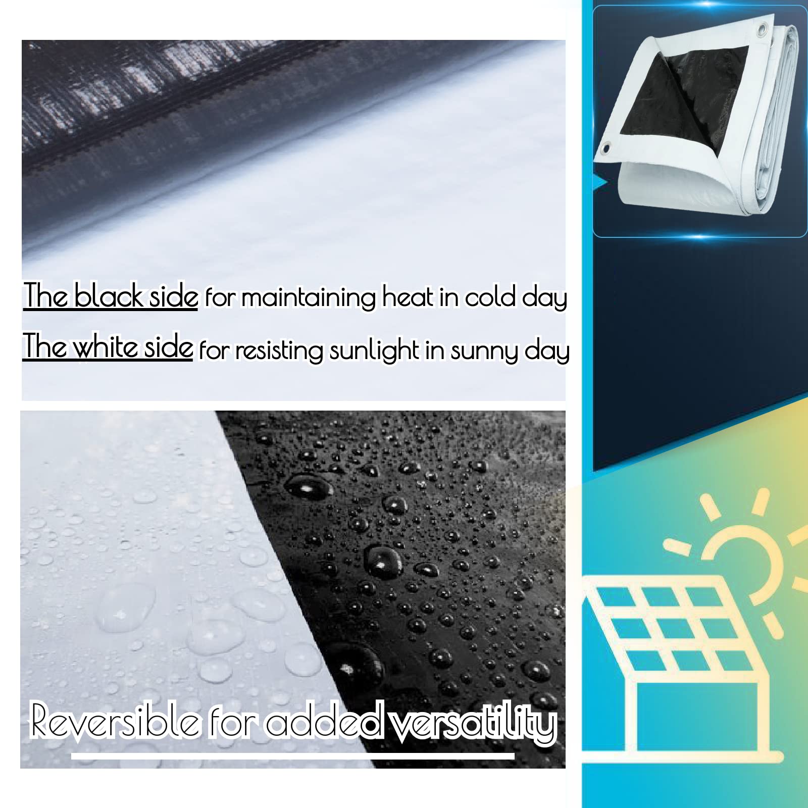 Light Duty Waterproof Tarpaulin Cover Equipment Furniture Outdoor Use Grommets