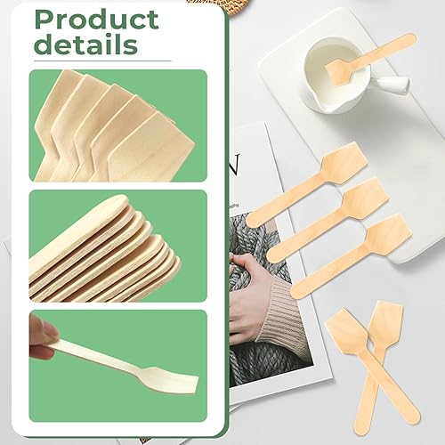 Vista 31 de Cucharas desechables de madera Cucharas de degustación Cucharas de helado Cucharas de muestreo (300, 3.75 pulgadas)
