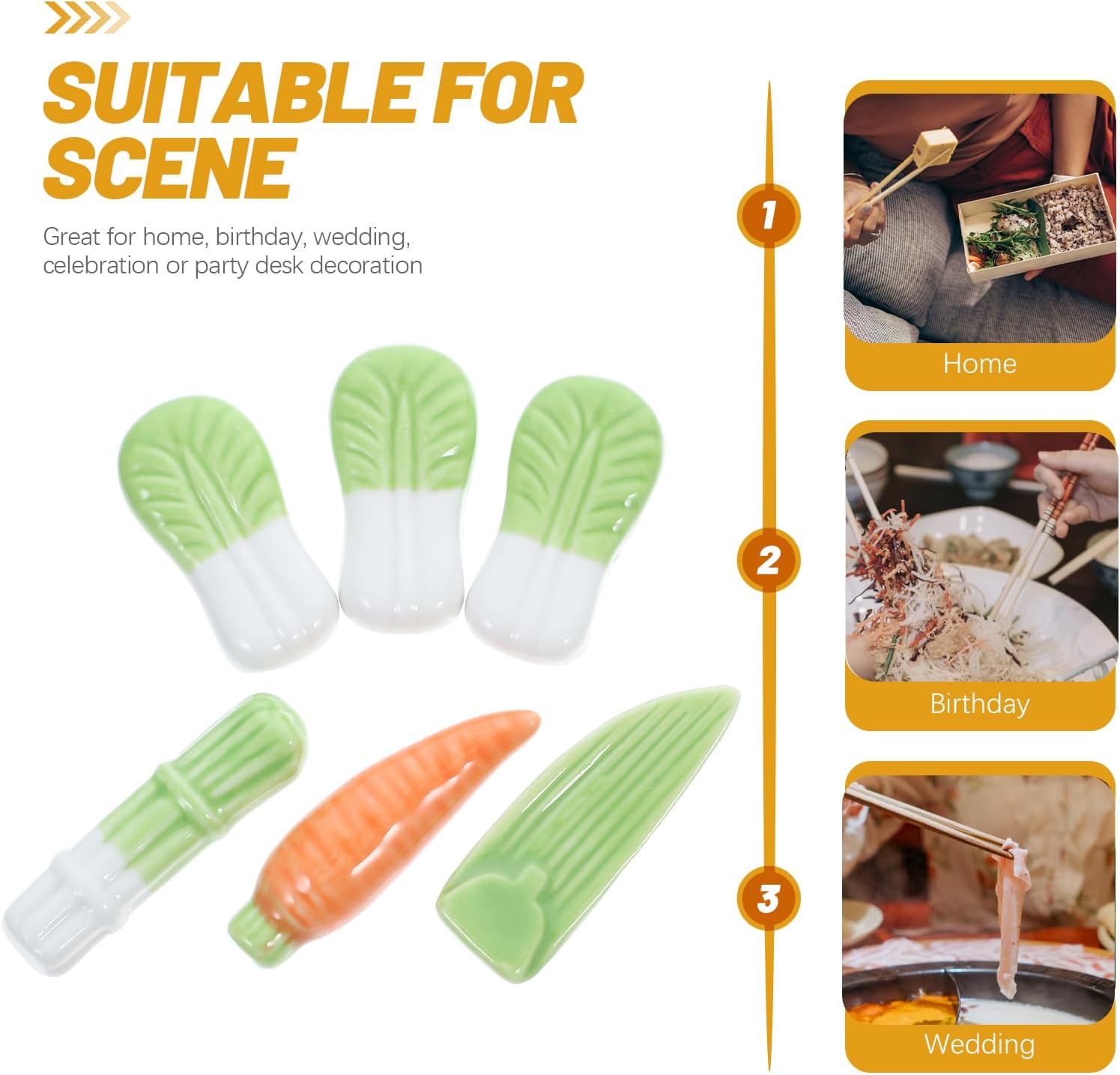 Zerodeko 6pcs Vegetable Series Chopsticks Rests Unique Design Convenient Spoon Rack for Clean Dining Material for Home Decor