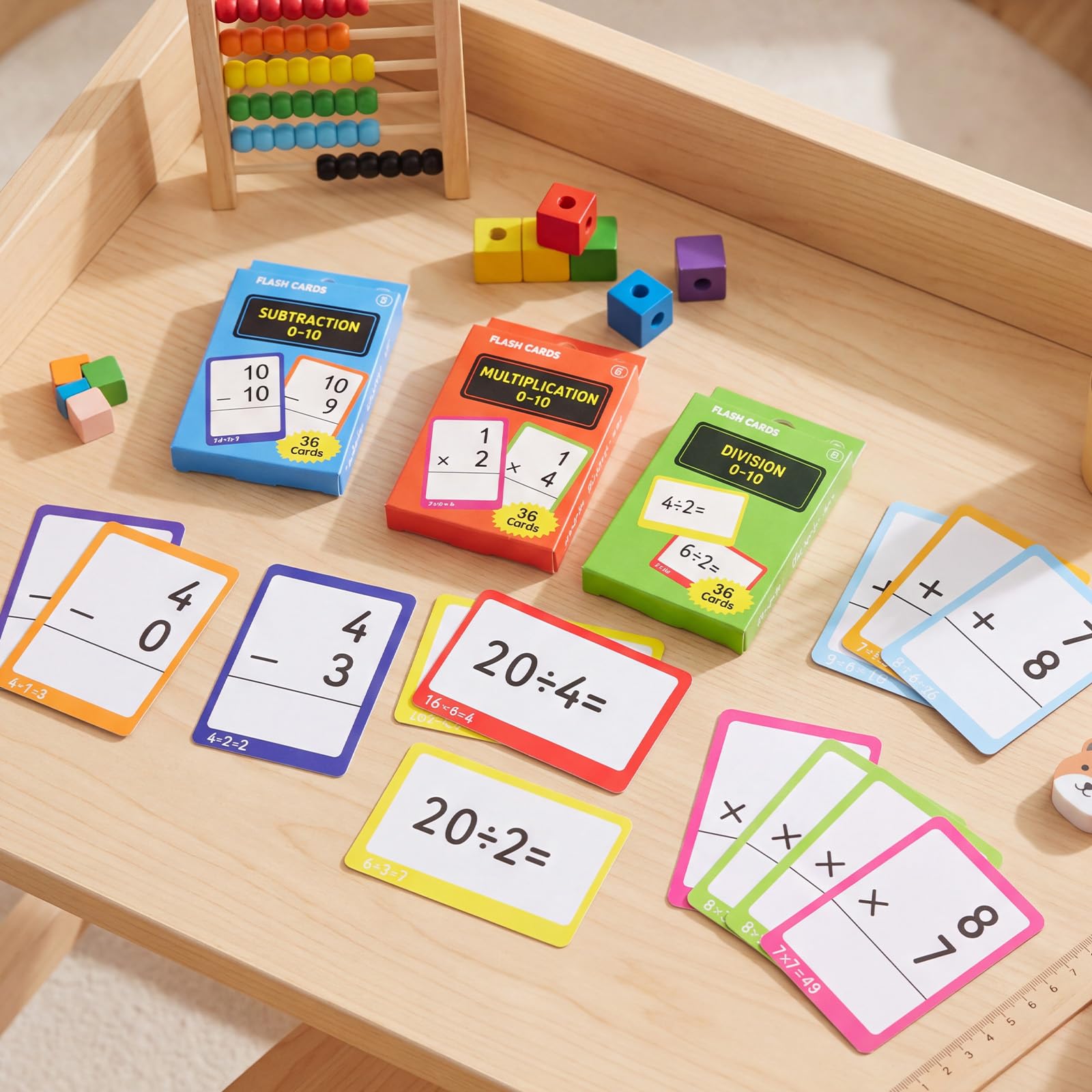 Juego de 864 tarjetas flash de matemáticas mixtas, fracciones y matemáticas, con ayudas visuales dominadas y clasificación de revisiones para suministros de escuela en casa para niños de 3º