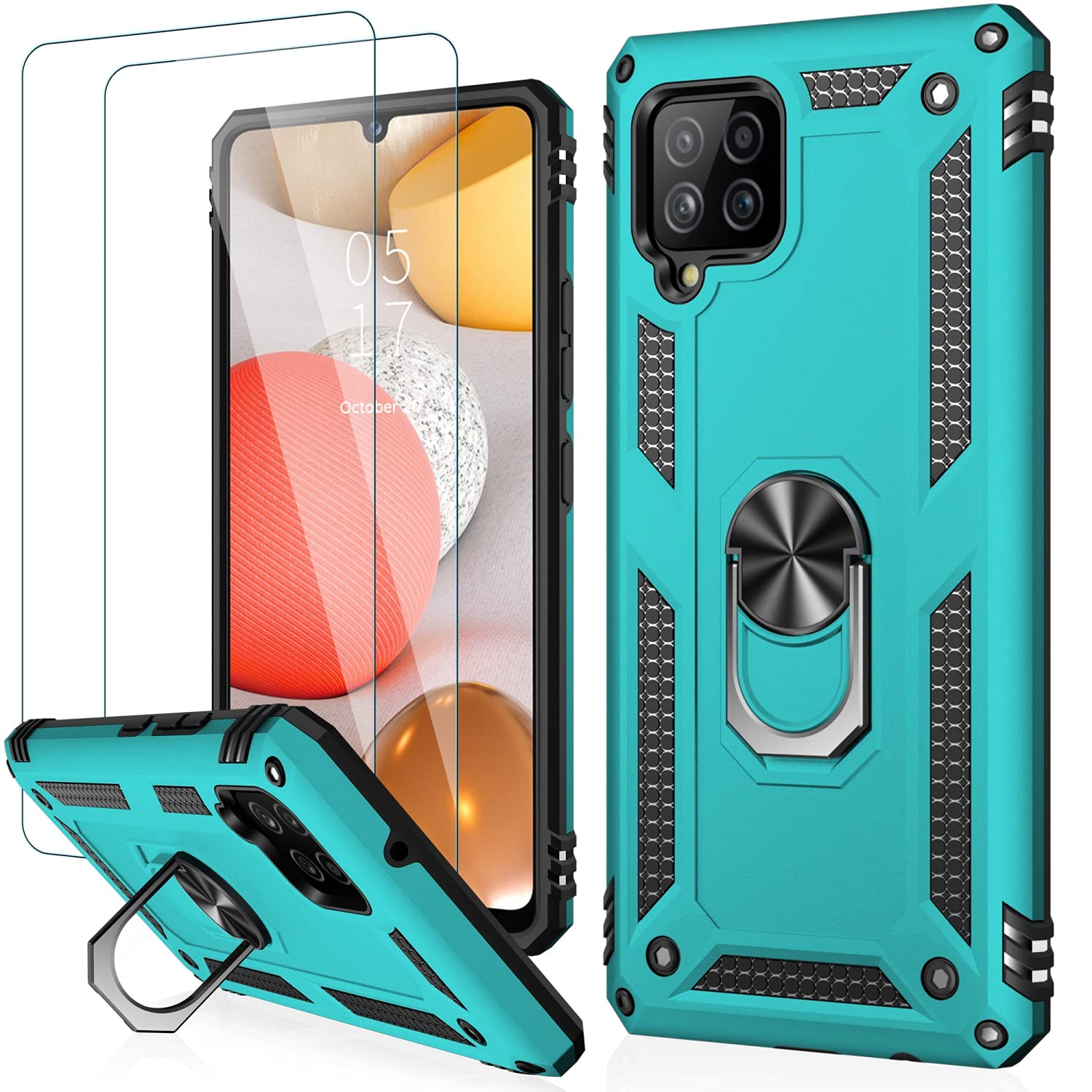 MERRO Galaxy A42 5G Case with Screen Protector,Military Grade Shockproof  Cover Pass 16ft Drop Test Protective Phone Case with Magnetic Kickstand Car