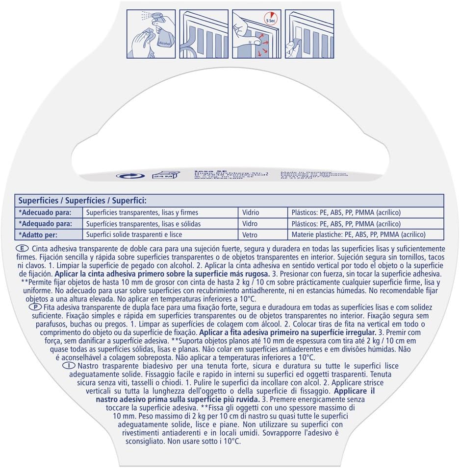Tesa 77741-00001-00 Double-Sided Tape for Transparent Surfaces and Glass (20 kg/m)