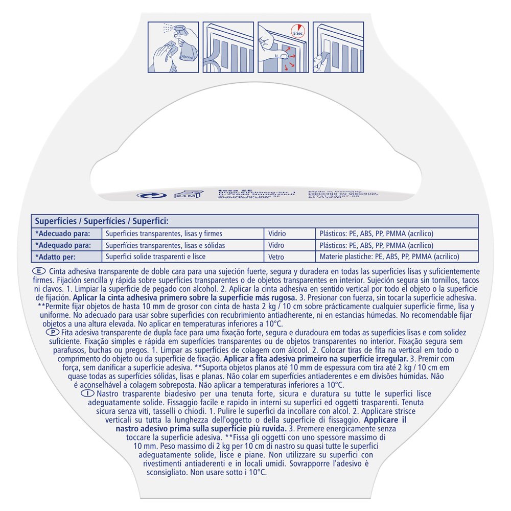 tesa 77741 – 00001 – 00 – doppelseitiges Klebeband für Oberflächen Transparent und Glas (20 kg/m)