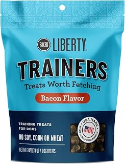 BIXBI Liberty Bacon Training Treats for Dogs - Grain-Free, Low-Calorie (Under 4 Cal/Treat), Pocket-Size Natural Rewards, 6oz Pouch