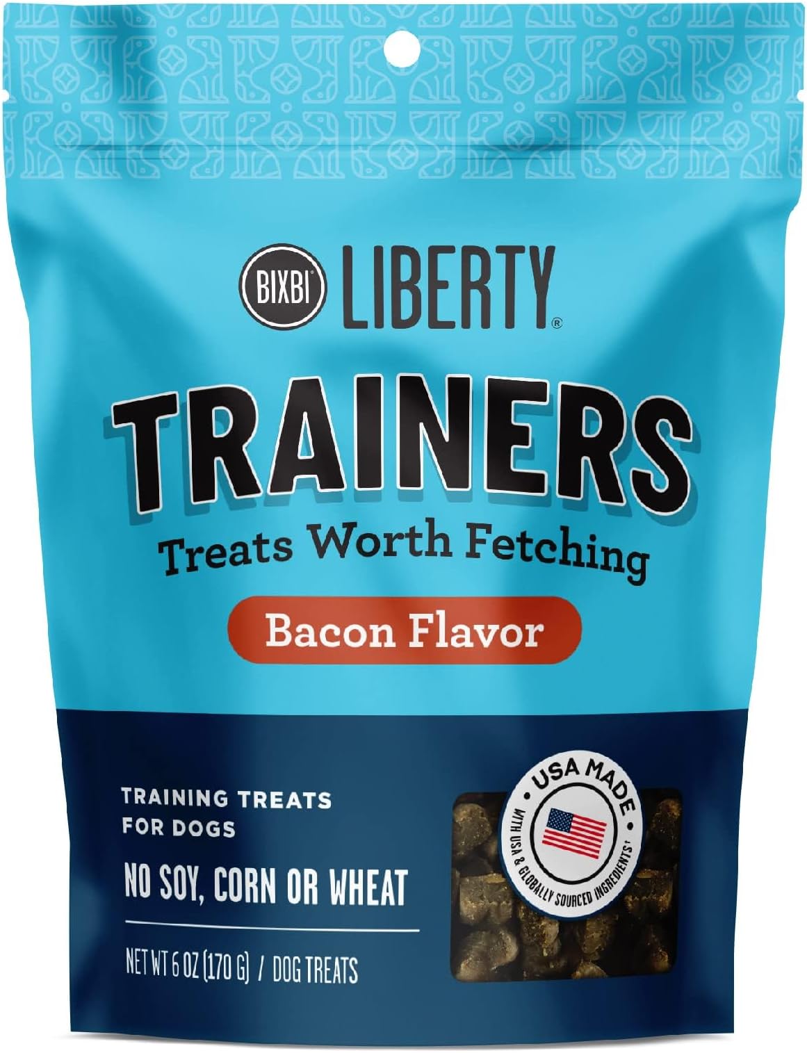 Liberty Trainers, Bacon (6 oz, 1 Pouch) - Small Training Treats for Dogs - Low Calorie and Grain Free Dog Treats, Flavorful Pocket Size Healthy and All Natural Dog Treats