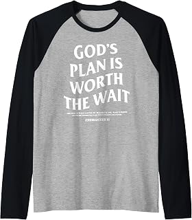 God's Plan is Worth the Wait – Inspirational Christian Raglan Baseball Tee