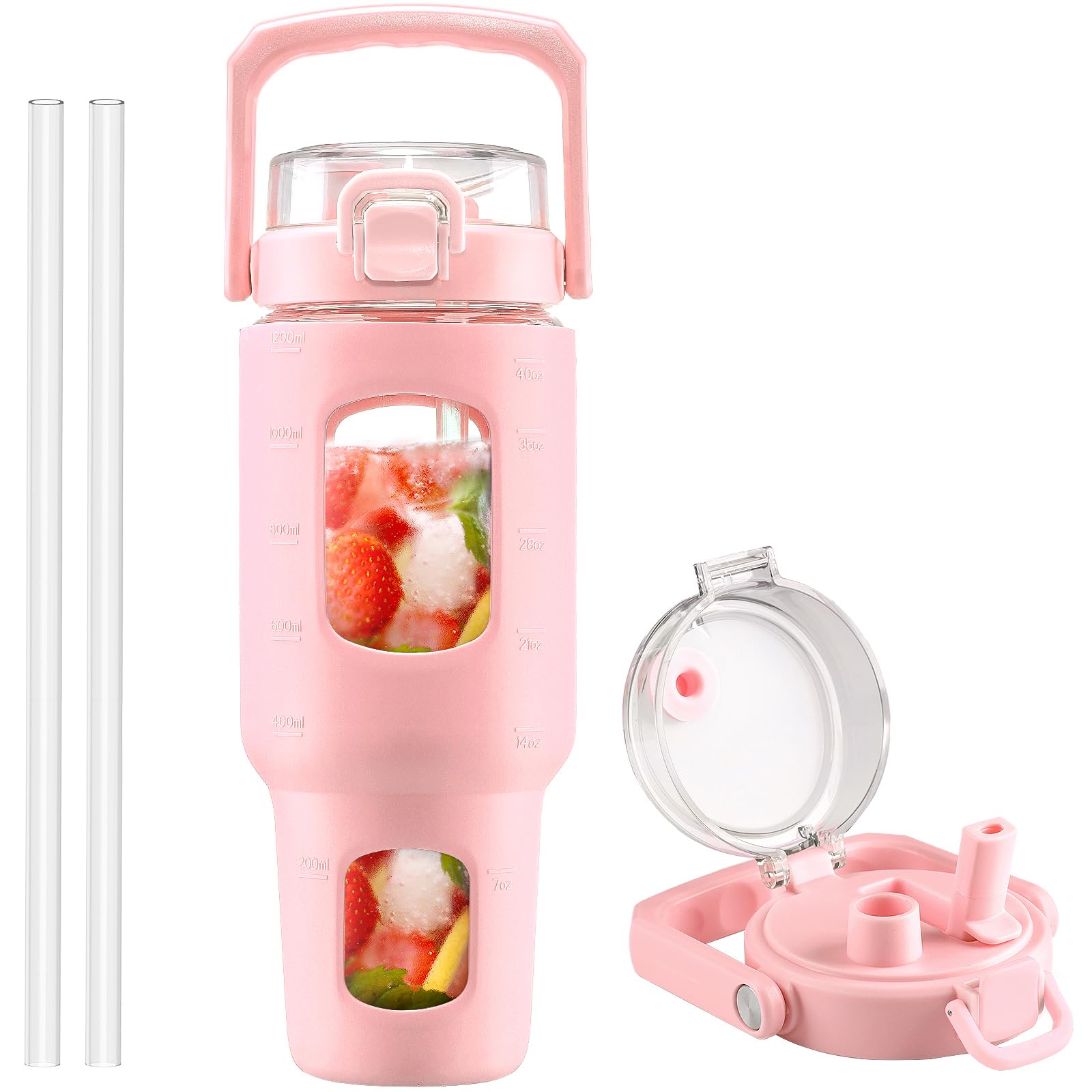 Bouteille en verre étanche de 1200 ml idéale pour le sport et le voyage
