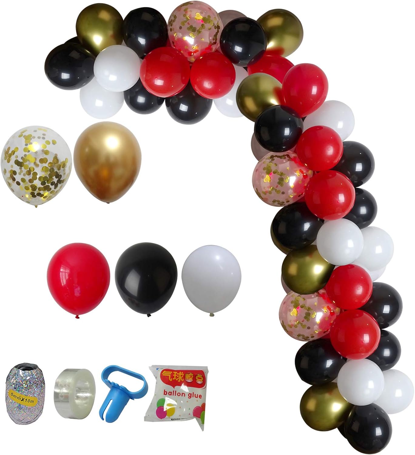 DIY Balloon Arch & Garland Kit, 114Pcs Party Balloons Decoration Set, Gold Confetti