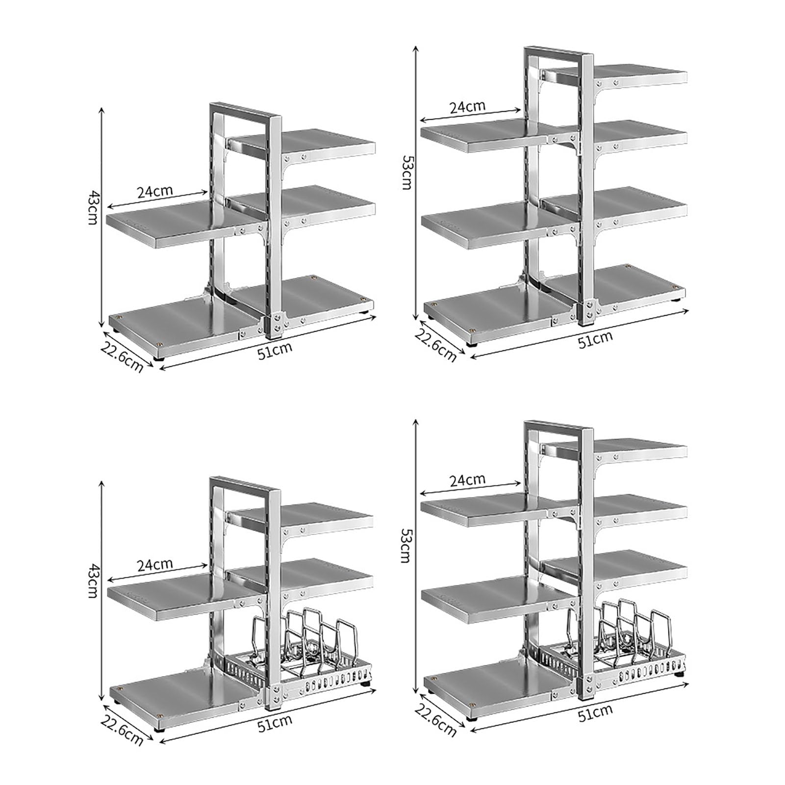 Scaffale Verticale Porta Pentole, Mensola Regolabile