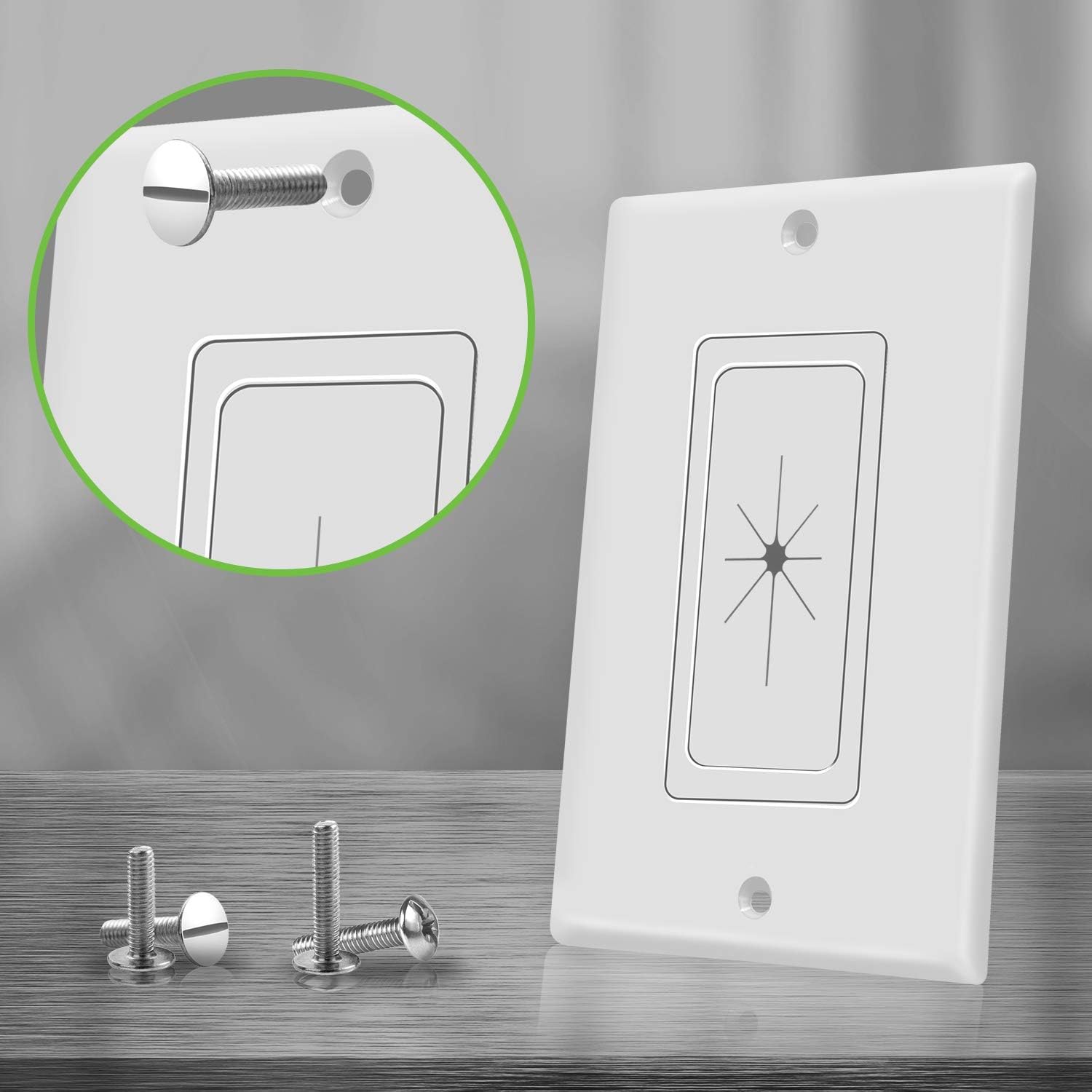 TOPGREENER Flexible Rubber Wall Grommet Insert with Decorator Wall Plate, Pass Through Plate for Low-Voltage Cables, Size 1-Gang 4.50" x 2.75," Polycarbonate Thermoplastic, TG8901-2PCS, White, 2 Pack