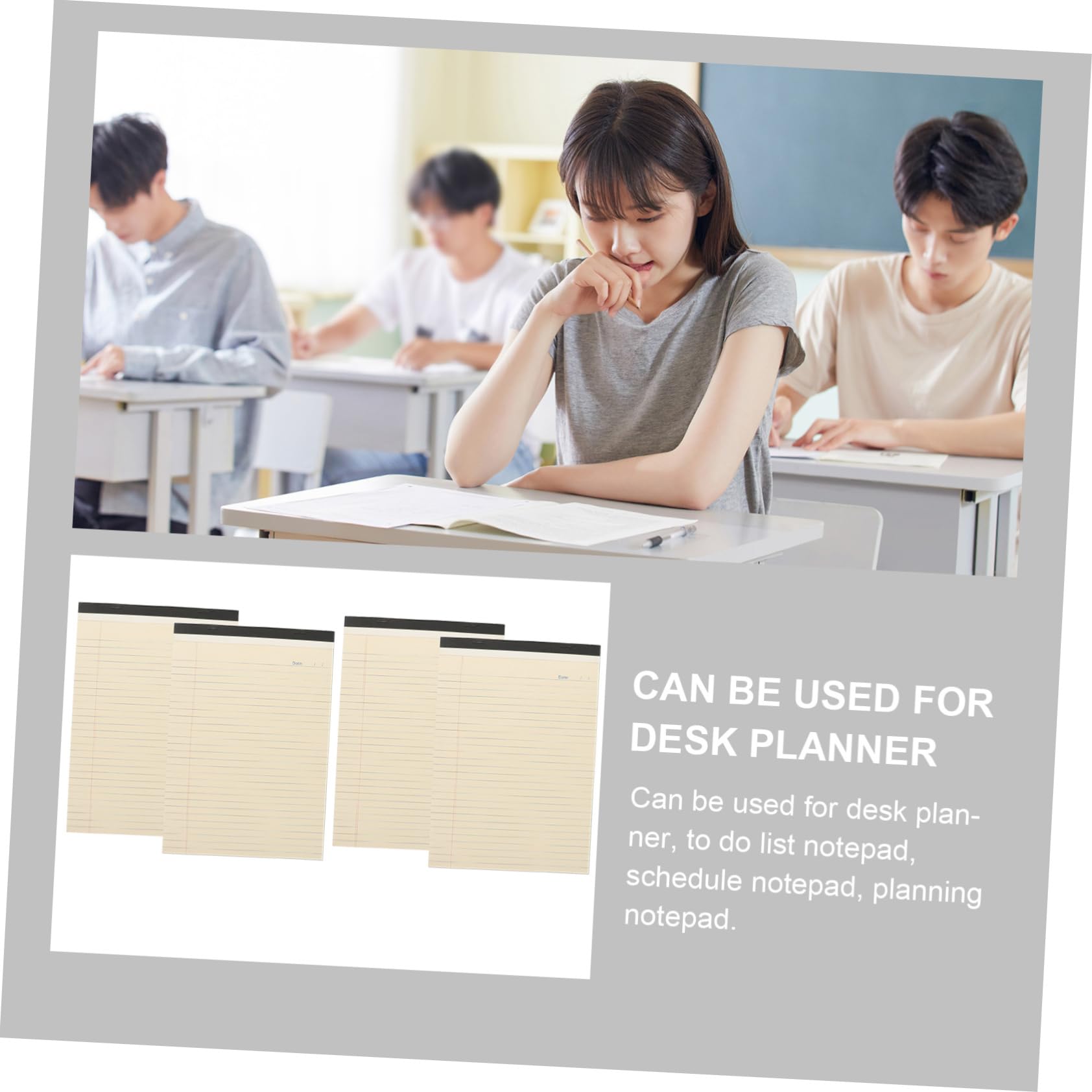 Pack Linierte Papierblöcke A4 mit Abrisslinie, Beige | Dickes Papier, für Schreibtisch und Planungsnotizen, als 4 Stück für Büro und Studium