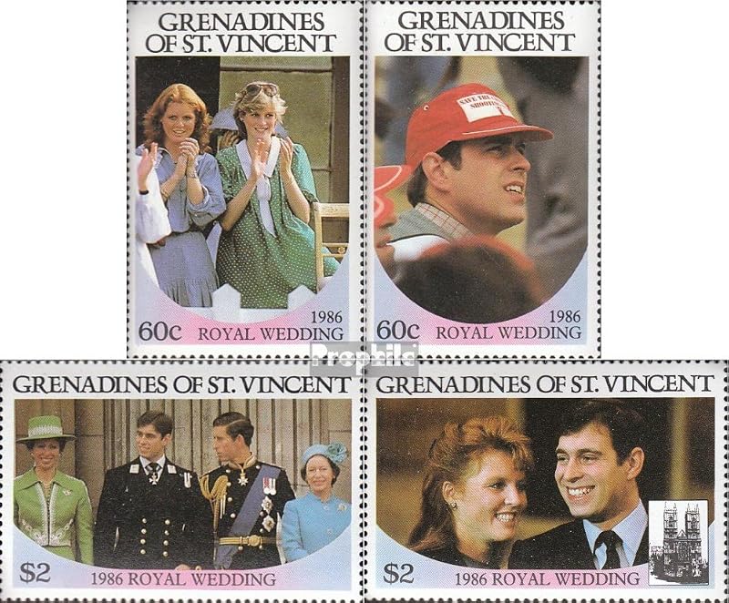 St. Vincent - Grenadines 497-500 (Complete.Issue.) unmounted Mint/Never hinged ** MNH 1986 Prince Andrew + Sarah Ferguson (Stamps for Collectors) British Royal Family (Diana, Charles, Elisabeth ..)