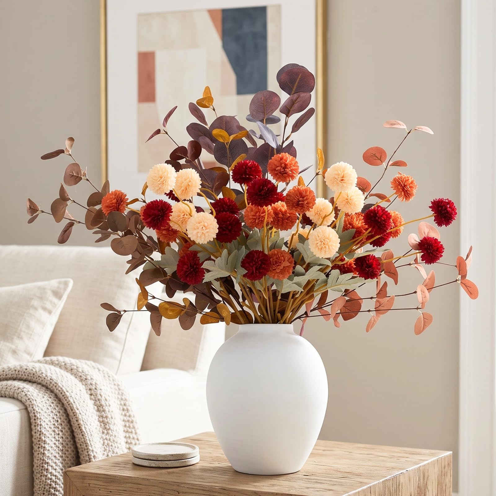 Orange Fall Flower Arrangement with Vase