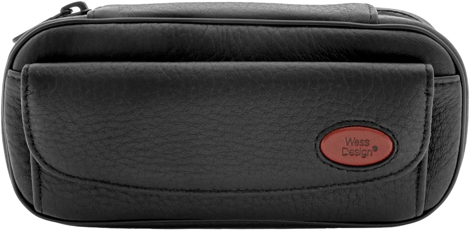 Deer P9-2 Pipe Bag Pack of 2 Finnish Deer Leather Black Front Pocket Carry Handle Made in Germany