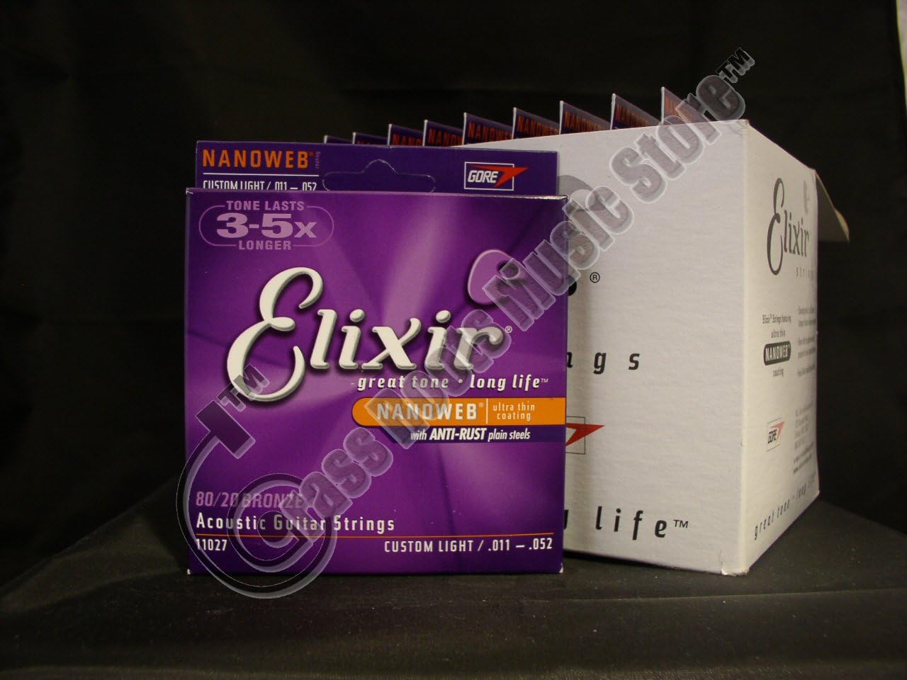 BULK 12-sets Elixir Nanoweb Custom Light Gauge Acoustic Guitar Strings (# 11027)