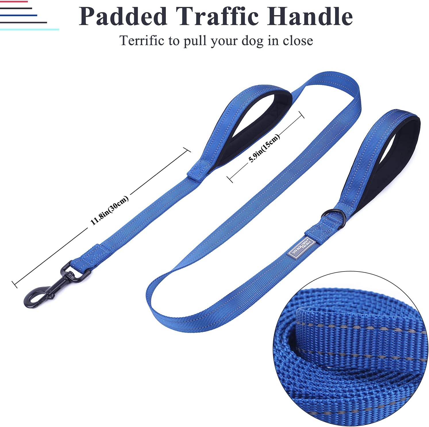 VIVAGLORY Dog Lead Twingrip Double Handle Dog Lead, Leash with Traffic Handle & 2 Loop for Walking & Training - Image 4