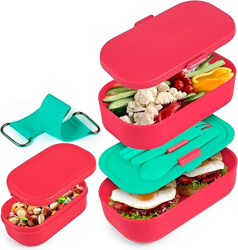 HÄMTMAT Lonchera Bento para adultos, contenedores japoneses para adultos, juego de lonchera para preparación de comidas, lindo recipiente apilable,