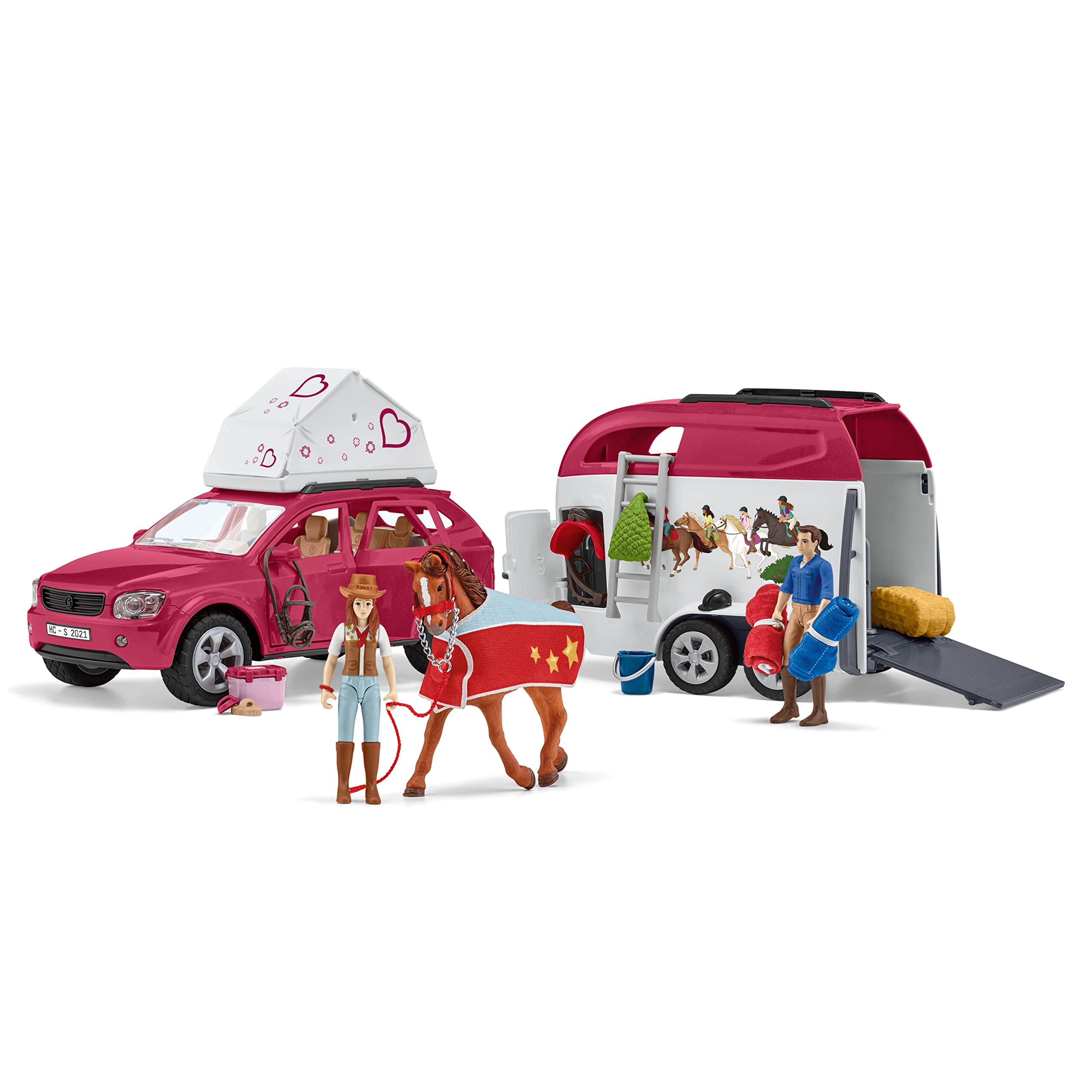 Schleich 42551 Horse Club Lakeside Pferdehof & 42535 Abenteuer mit Auto und Pferdeanhänger, für Kinder ab 5-12 Jahren, Horse Club - Spielset