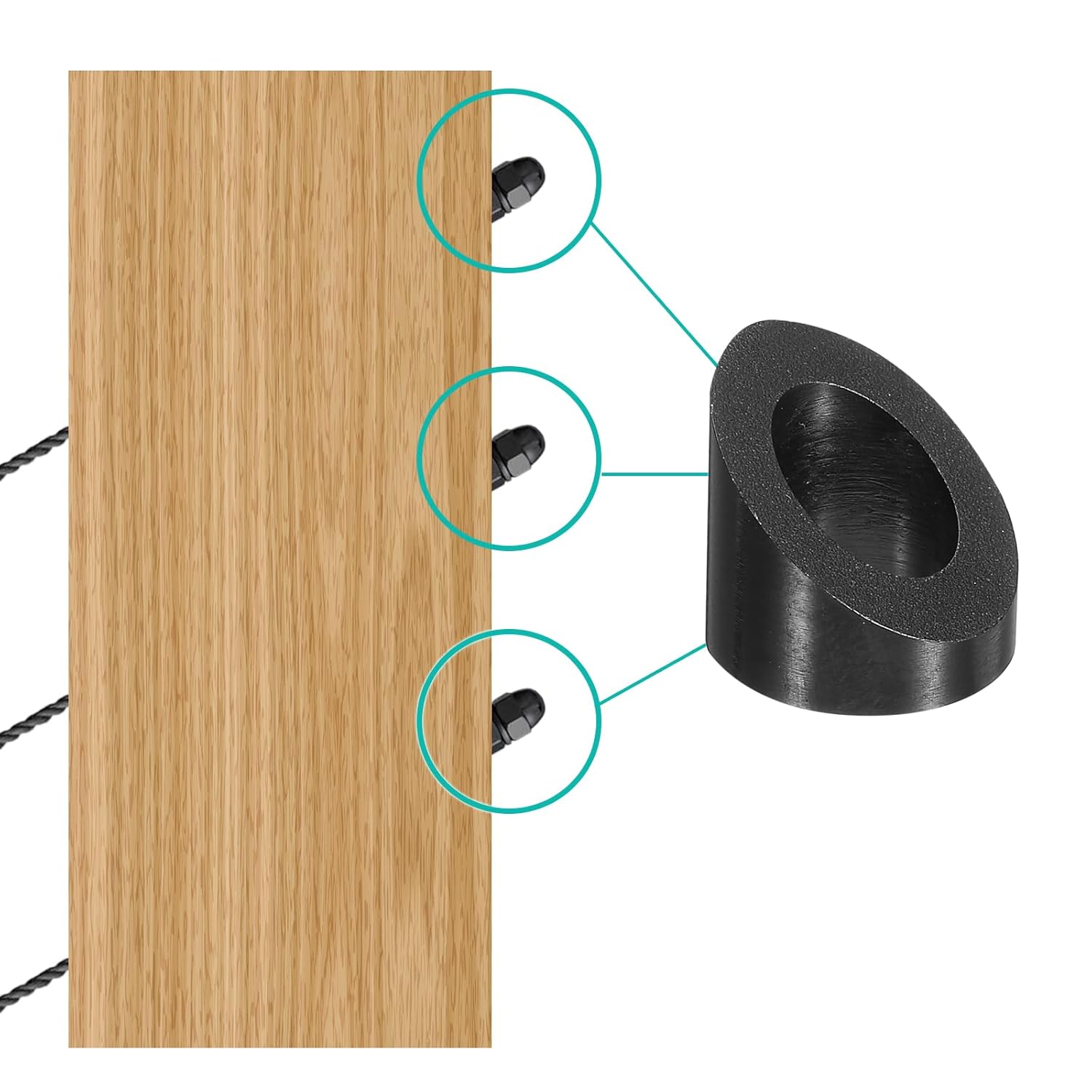 10 Pieces 3/8 Inch 37 Degree Angle Beveled Washer, T316 Stainless Steel Angled Washer for Railing Stair Ends Wood Metal Posts, Black