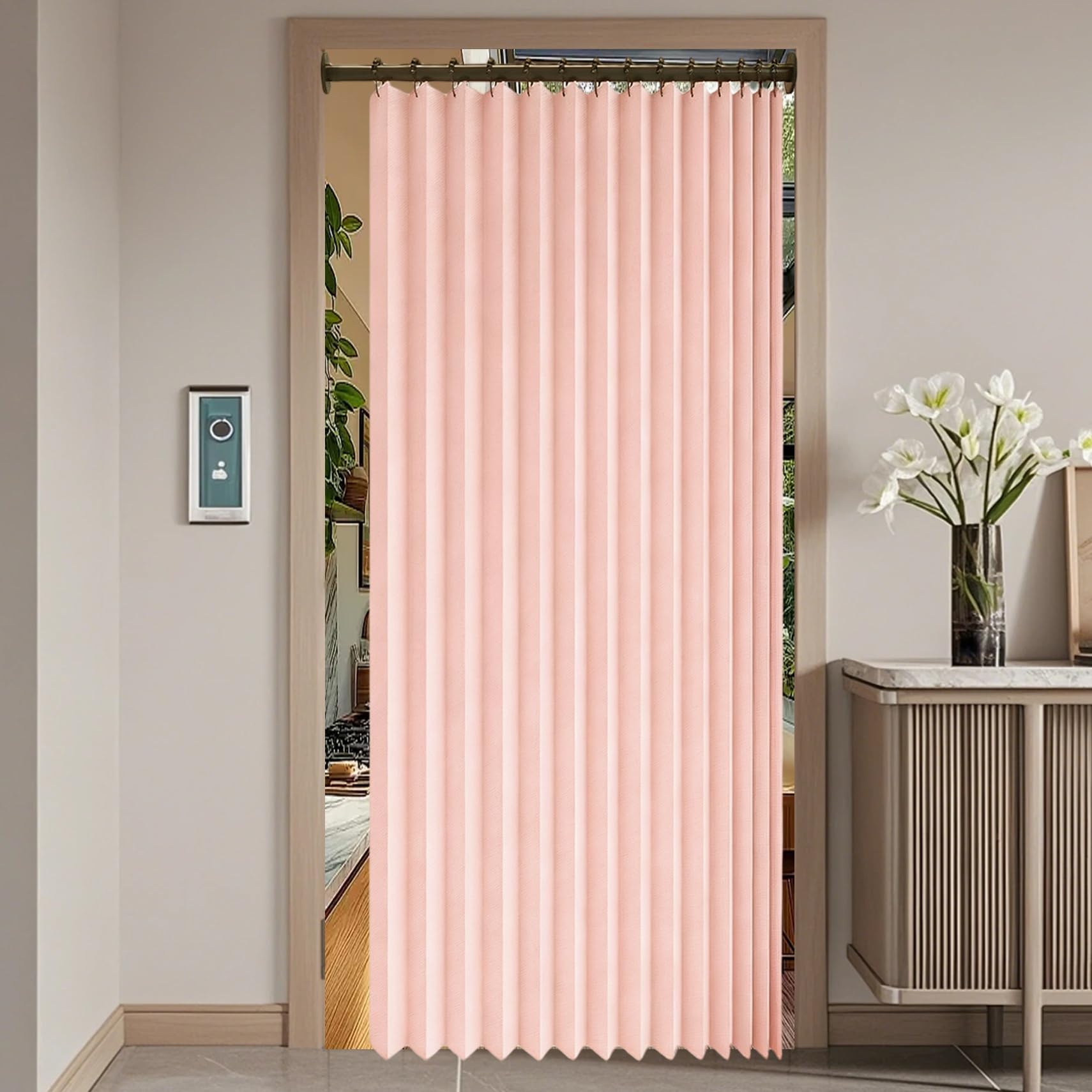 Rideau Accordéon Étanche et Imperméable Rose pour Fenêtre