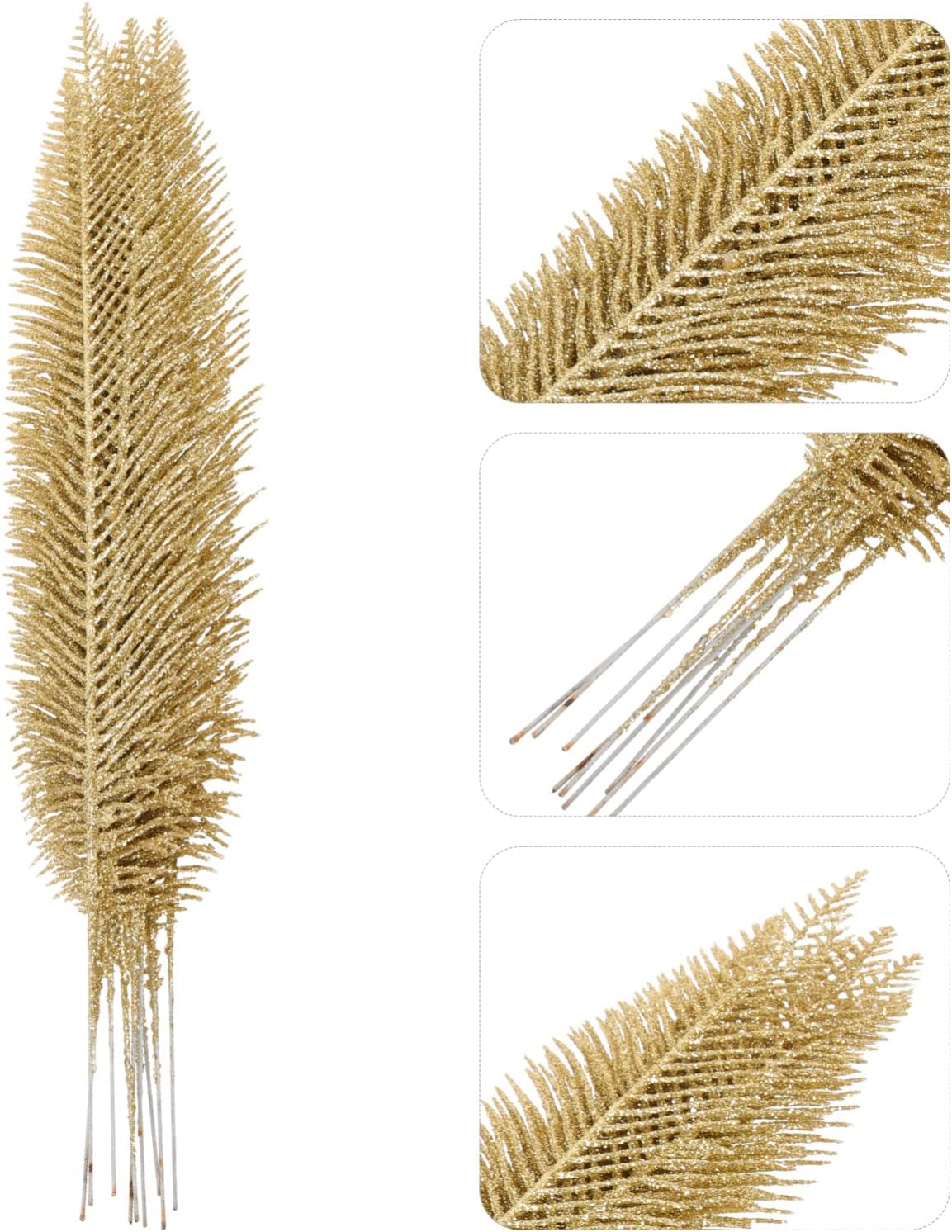 Yardwe 10pcs Glitter Leaf Picks for Christmas Tree Decoration Artificial Leaves for Floral Arrangements Vibrant Wreath Making Supplies for Holiday Home Decor