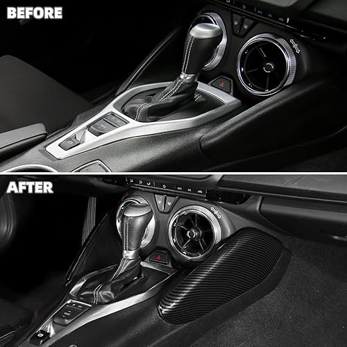 Miniatura 2 de Cubierta lateral de panel de palanca de cambios de fibra de carbono para Chevrolet Chevy Camaro 2016-2025, accesorios interiores