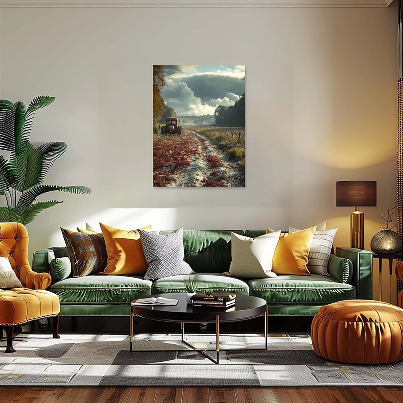 Malen Nach Zahlen Erwachsene mit Rahmen Landschaft Malen Nach Zahlen, DIY Basteln Erwachsene Cloud Leinwand Bilder, Paint by Numbers Handgemalt Ölgemälde Kit, Deko Wohnzimmer Geschenke 60x80cm V-6585