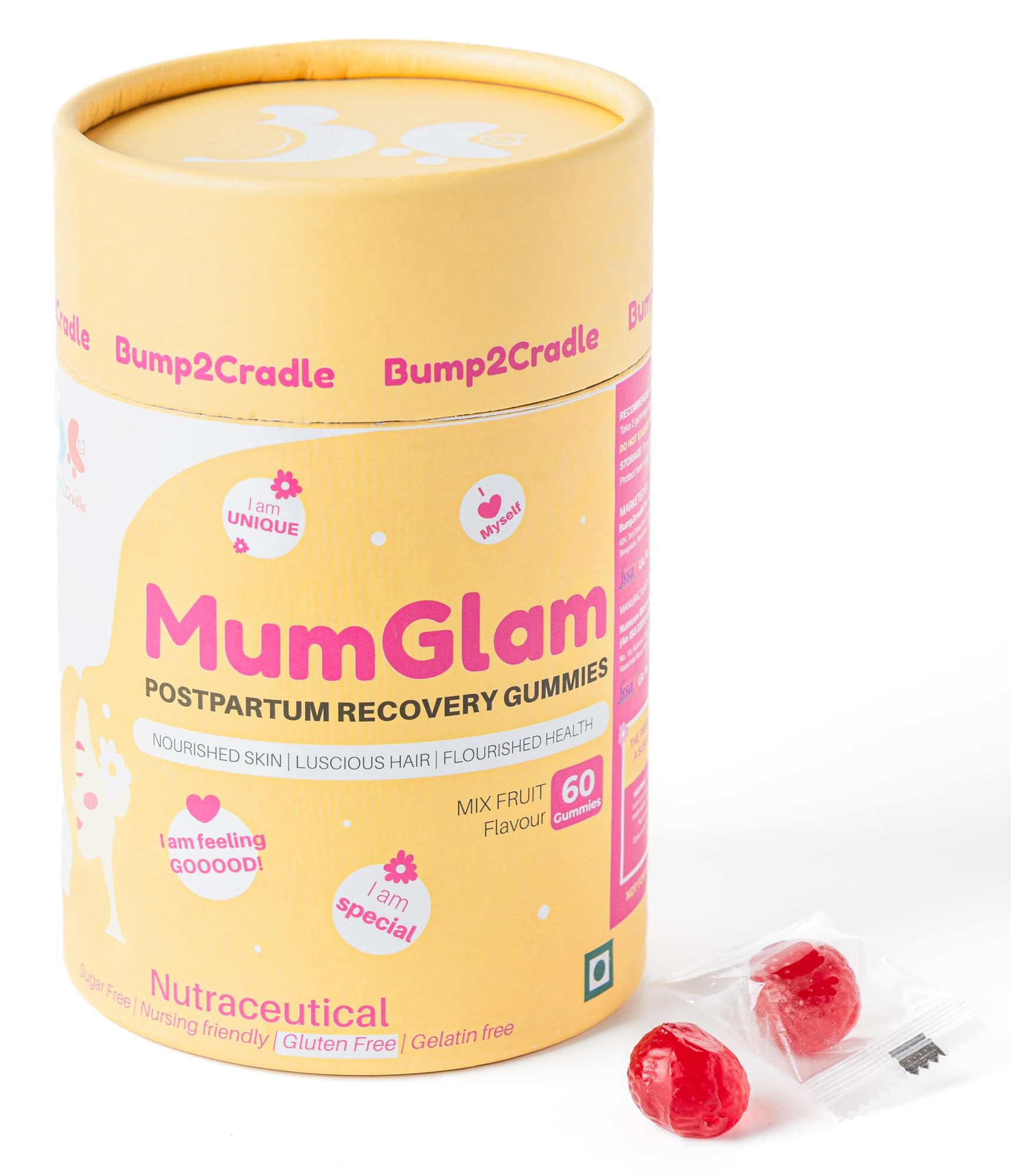 Bump2Cradle Mum Glam Postnatal Recovery Gummies - Multivitamin for postpartum hairfall, dull skin and mood swings | Folic acid, B6, Vitamin C, Biotin - Mxed fruit flavor - 60 count, 30 Day supply. (B0CXPXMQ27) Amazon Price History, Amazon Price Tracker