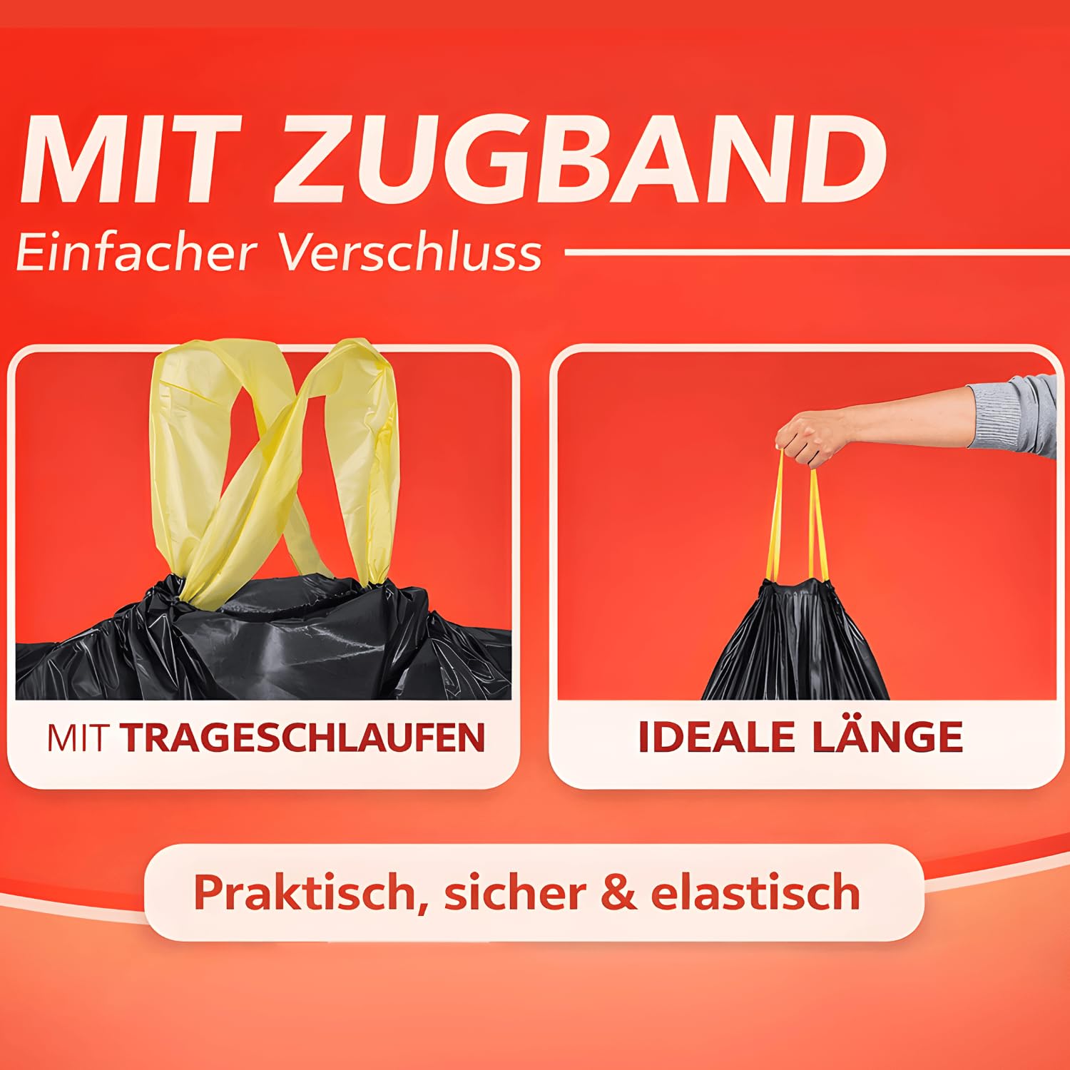 ZUGBAND MÜLLBEUTEL 35L - 500 Beutel - EXTRA BREIT - 100% recycelt - reißfest und wasserdicht (30/35L - 25 Rollen = 500 Beutel)