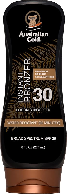 Loção corporal Australian Gold SPF 30 com bronzeador instantâneo, 240 mL
