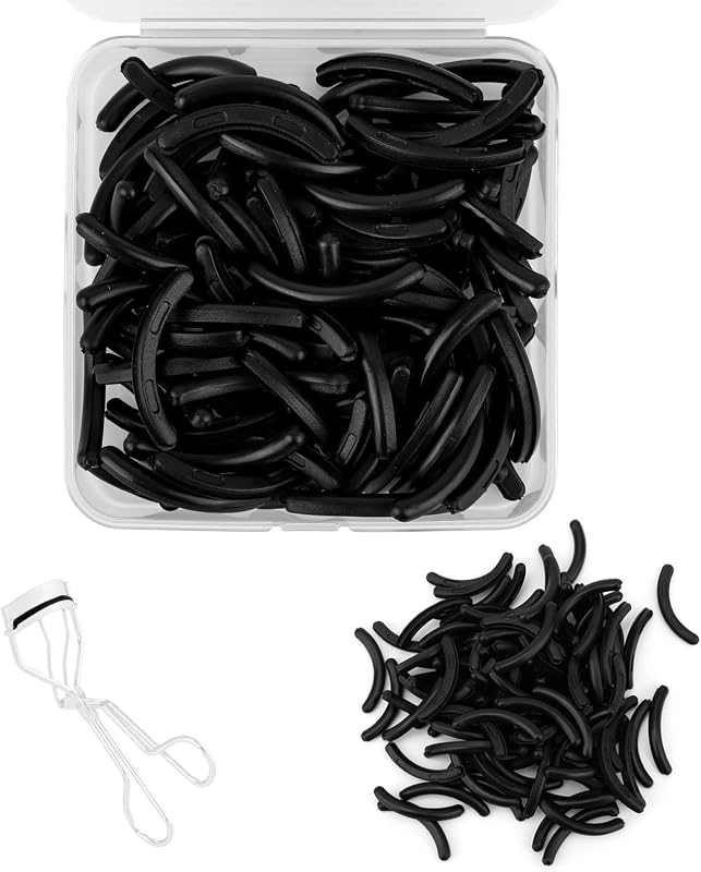 Fukaisu 100 almofadas de reposição para curvador de cílios, borracha preta, compatíveis com Tweezerman