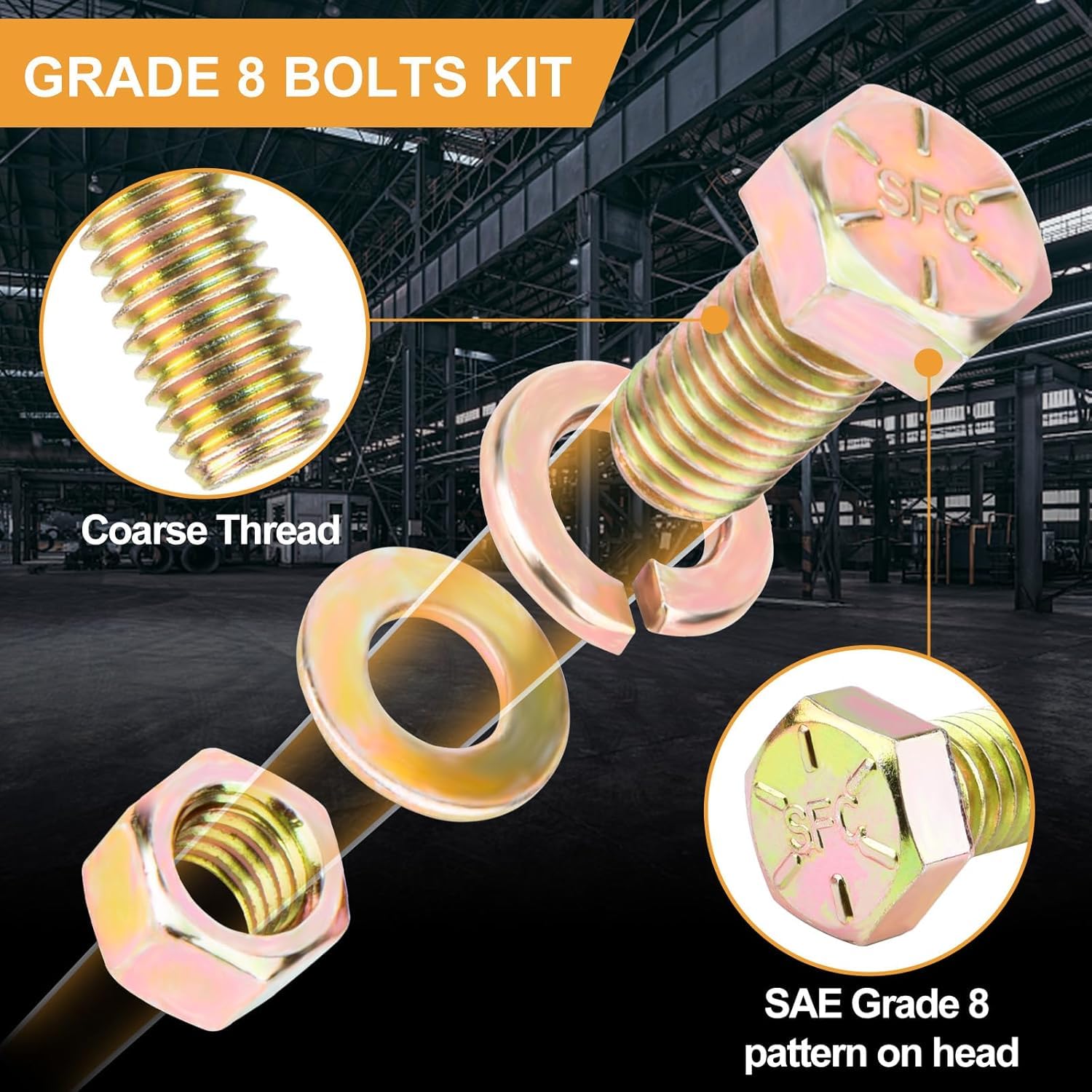 626PCS Grade 8 Bolt Assortment Kit, Heavy Duty SAE Bolts and Nuts Kit, Including 1/4-20 5/16-18 3/8-16 1/2-13 SAE Sizes
