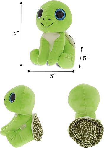 Miniatura 3 de DolliBu Animal de peluche brillante de tortuga de ojo grande, tortuga suave y abrazable, adorable juguete de peluche de tortuga para jugar, lindo