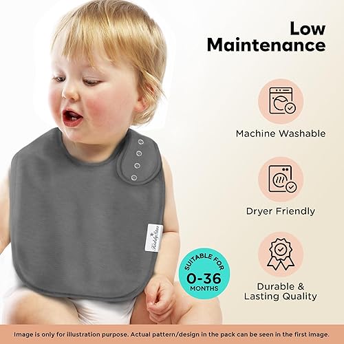 Miniatura 5 de KiddyStar Paquete de 5 baberos para niños pequeños, algodón orgánico grande, baberos suaves y absorbentes para dentición, babeo, alimentación de