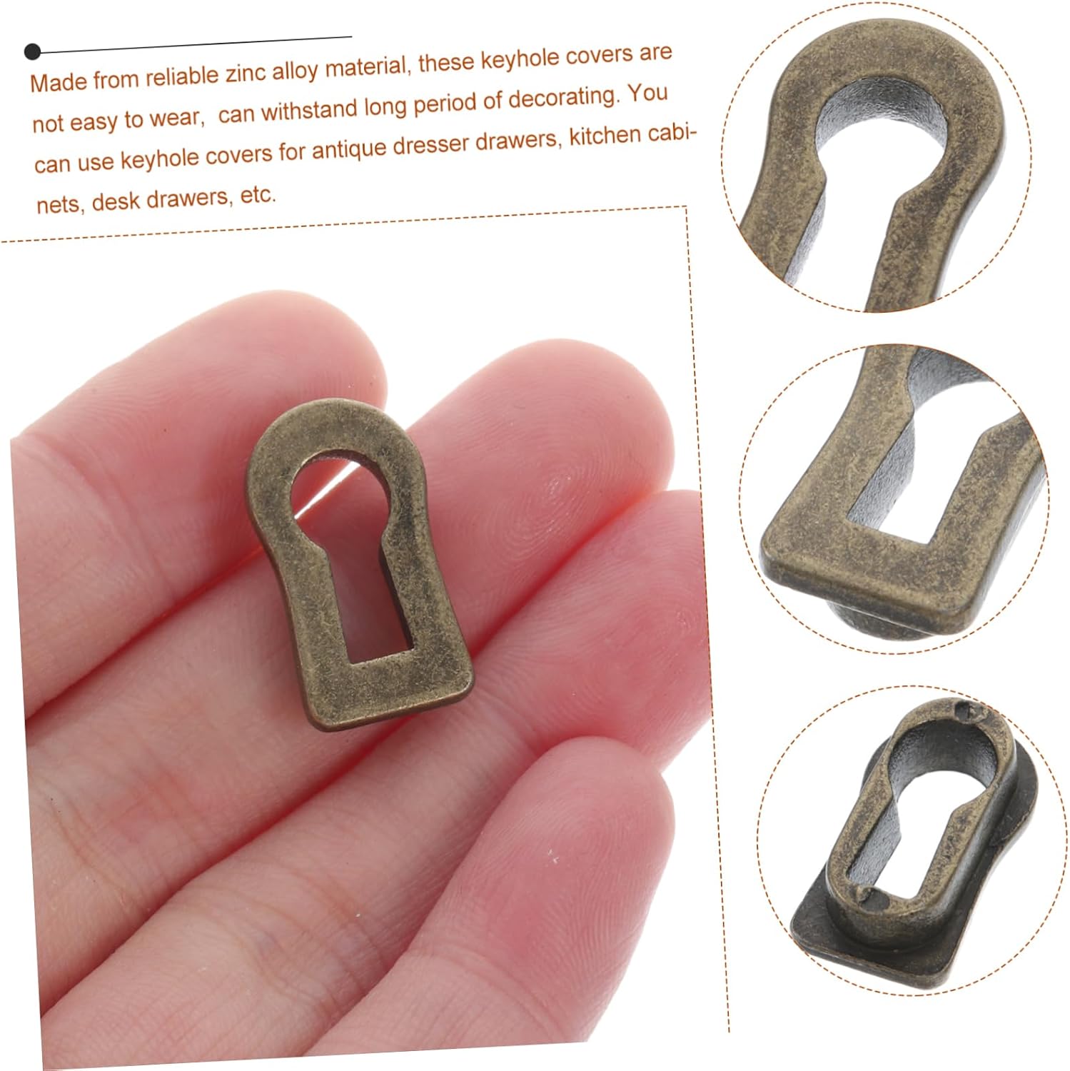 Angoily 10Pcs Antique Keyhole Cover Decorative Escutcheon for Dressers Cabinets and Furniture Retro Design for Decor