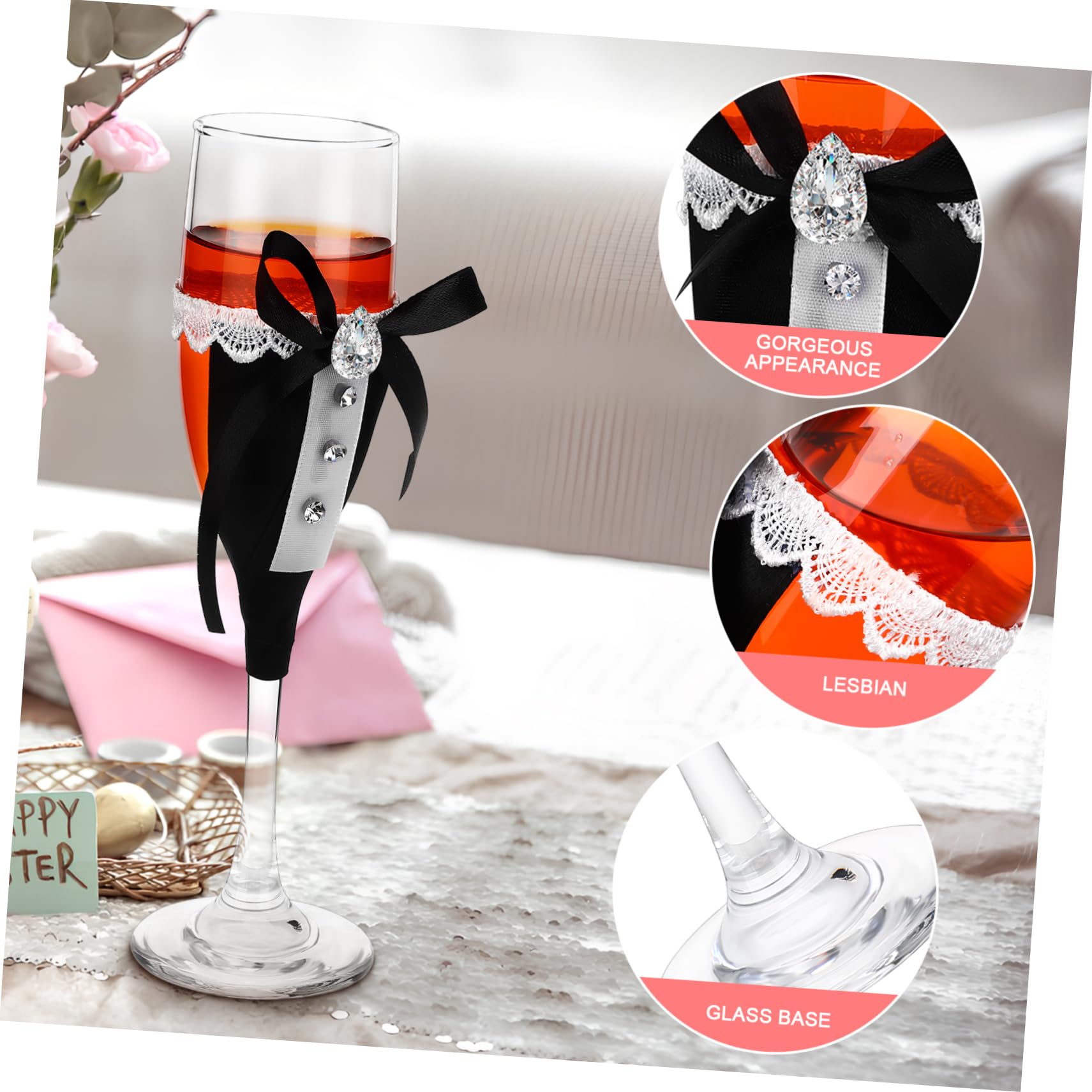 POPETPOP Coupe de Mariage en Verre Lot de 1 Set, Design Élégant pour Toasts | Finition Arrondie, Prise en Main Confortable, Capacité Optimale, Usage Fêtes et Célébrations