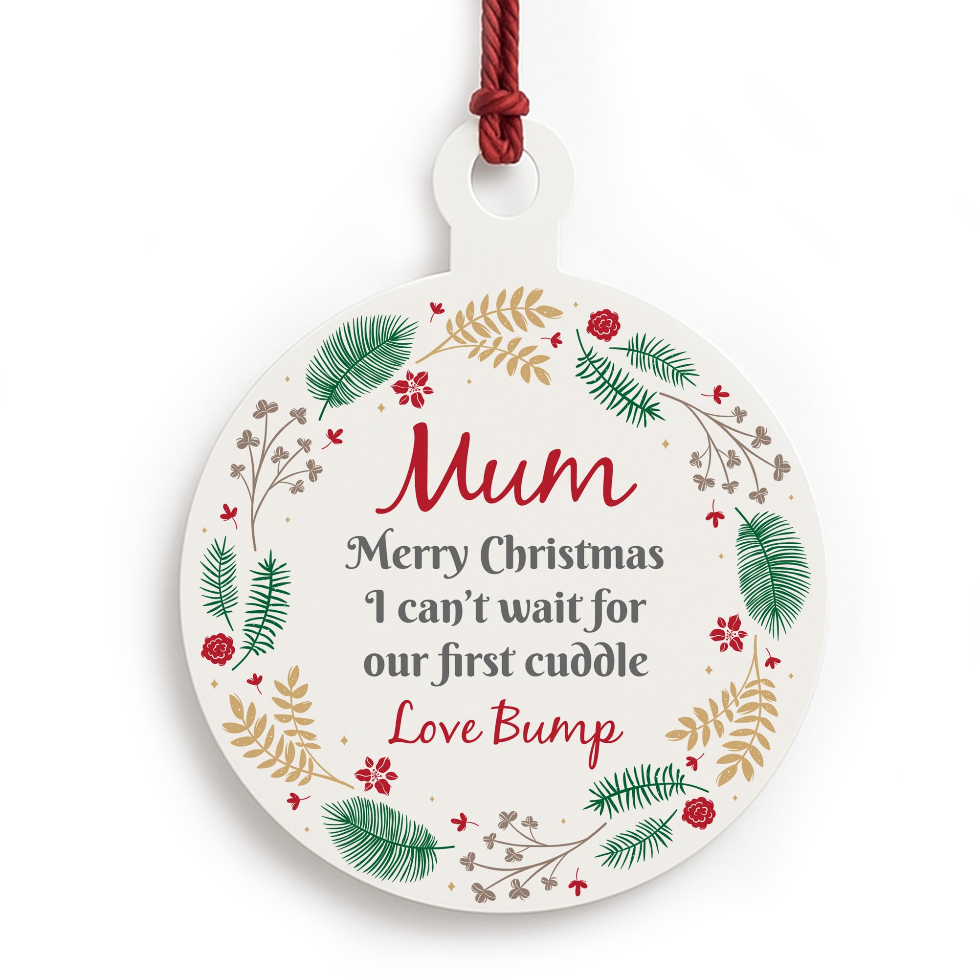 Red Ocean Merry Christmas Mum To Be From Bump Acrylic Bauble For New Mum Christmas Tree Decoration Baby Bump Beautiful Keepsake