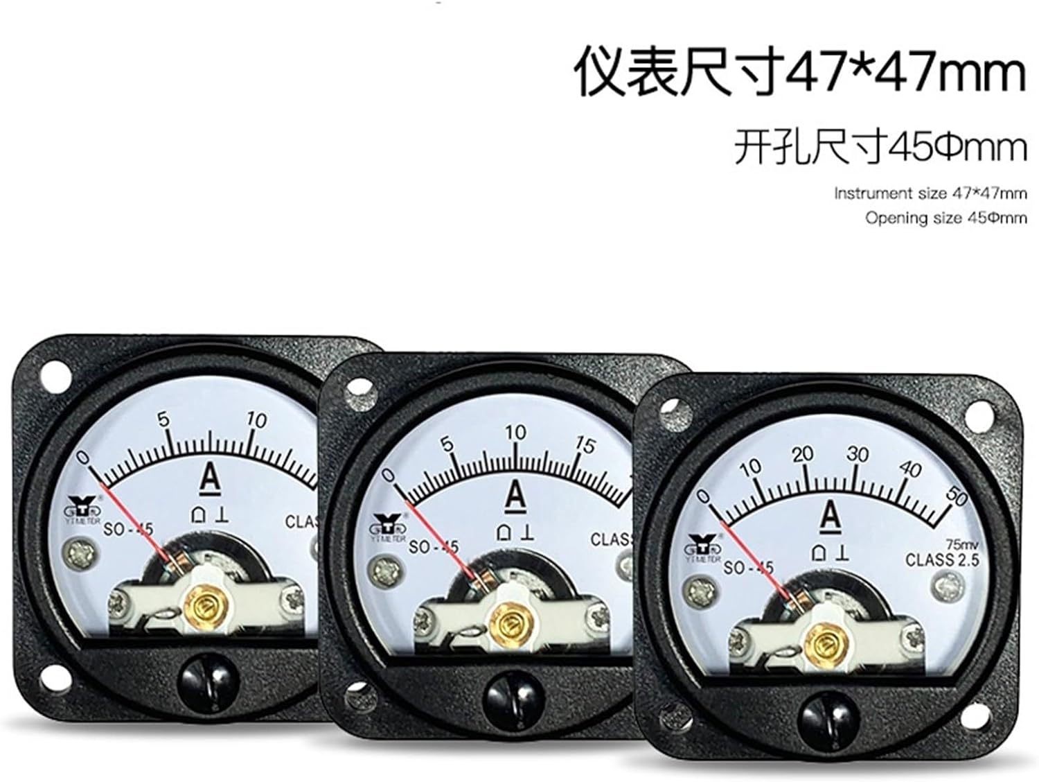SO45 DC 75mv Ammeter 10a 20a 30a 50a 75a Pointer Ammeter dc hn45 shunt (Size : DC 200A75mv indirect)