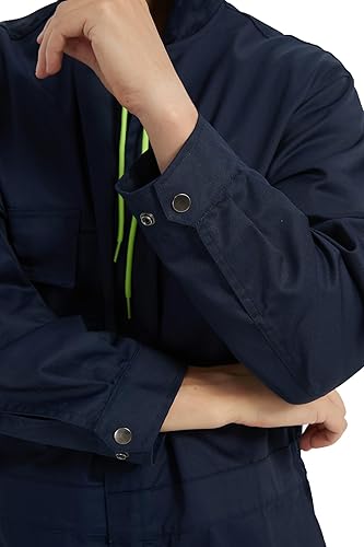 Miniatura 7 de Yukirtiq - Overol de trabajo para hombre de manga larga con mezcla de algodón, bolsillos múltiples, cremallera, mono de trabajo mecánico con capucha