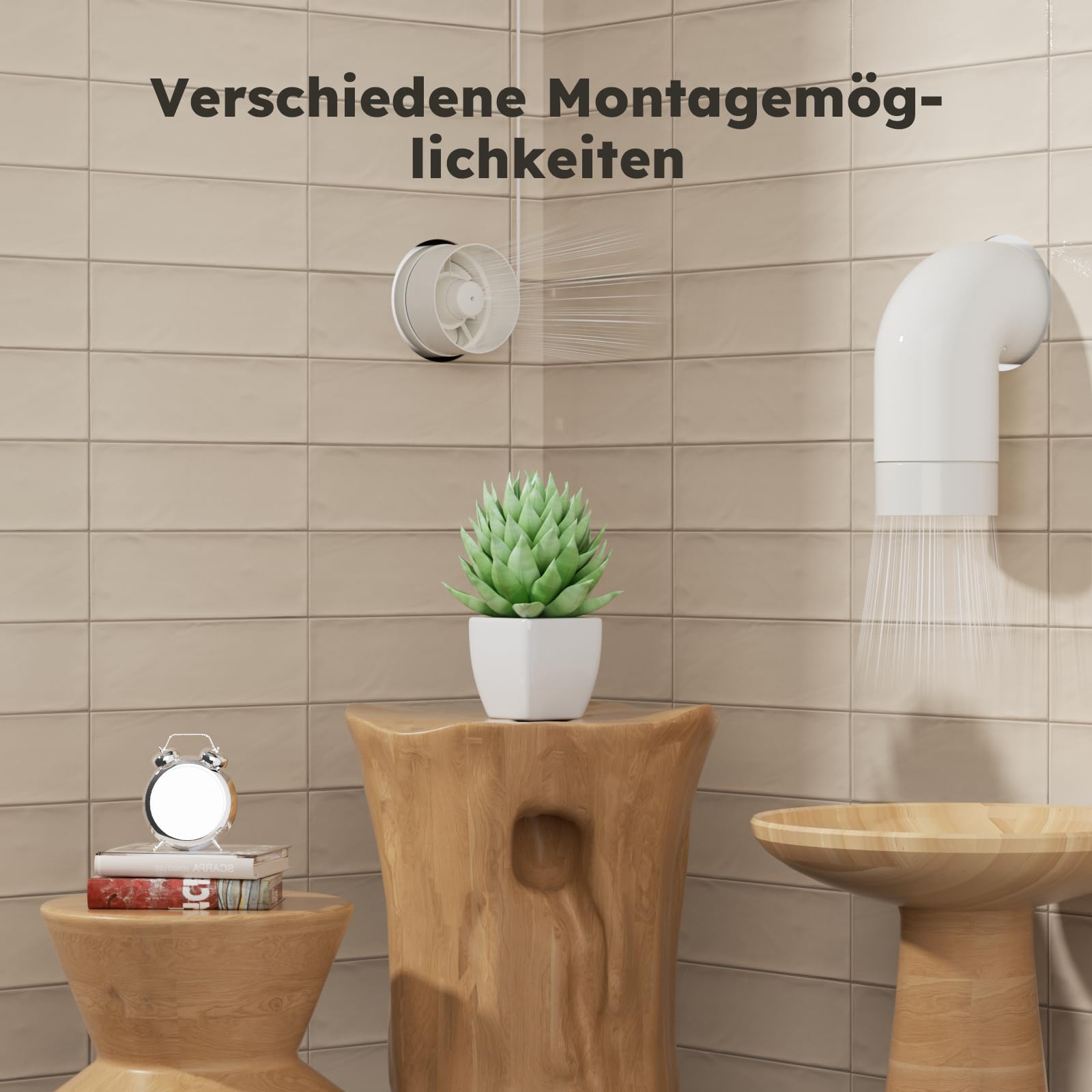 100mm 105mm Rohrventilator,Inline-Abluftventilator,Leise Rohrlüfter 130m³/h,Kanalventilator für Bad,Toilette,Küche,Gewächshaus,Zelt,Garage,Weiß（4 inch）