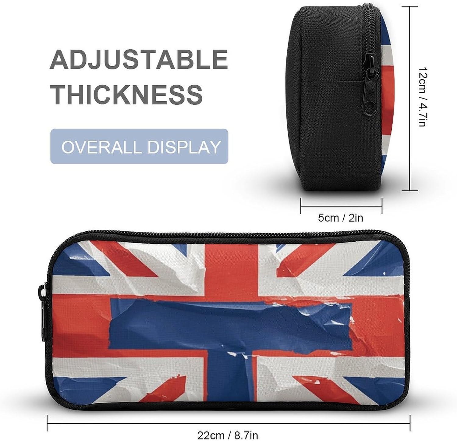 Lightweight British Flag Pencil Pouch with Metal Zipper image 2