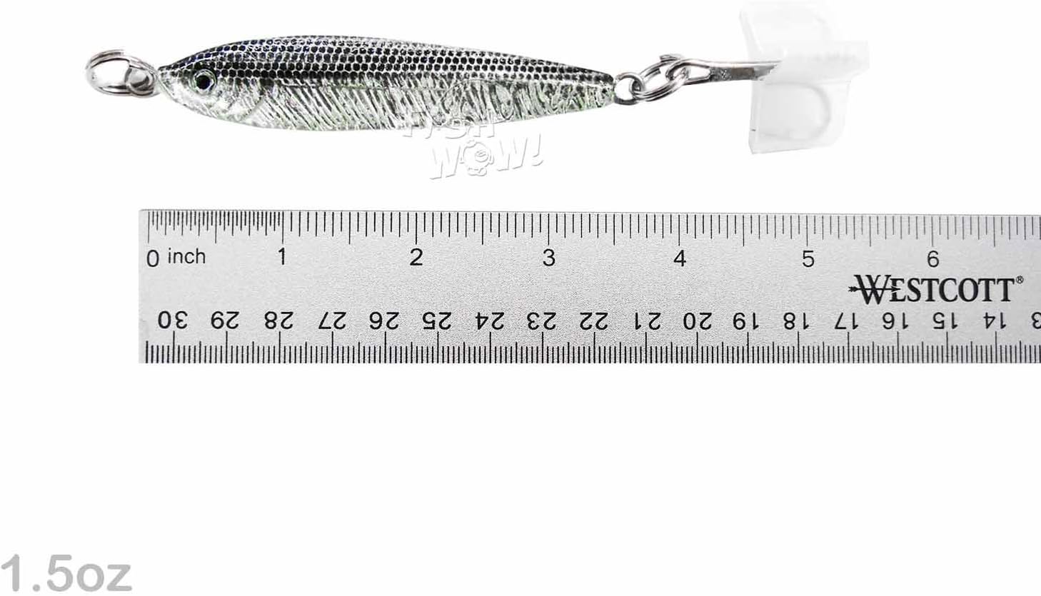 10pcs Fish WOW! 1.5oz Fish Metal Bait Jig 1-1/2oz Mega Live Lure with a Treble Hook -5 Colors-