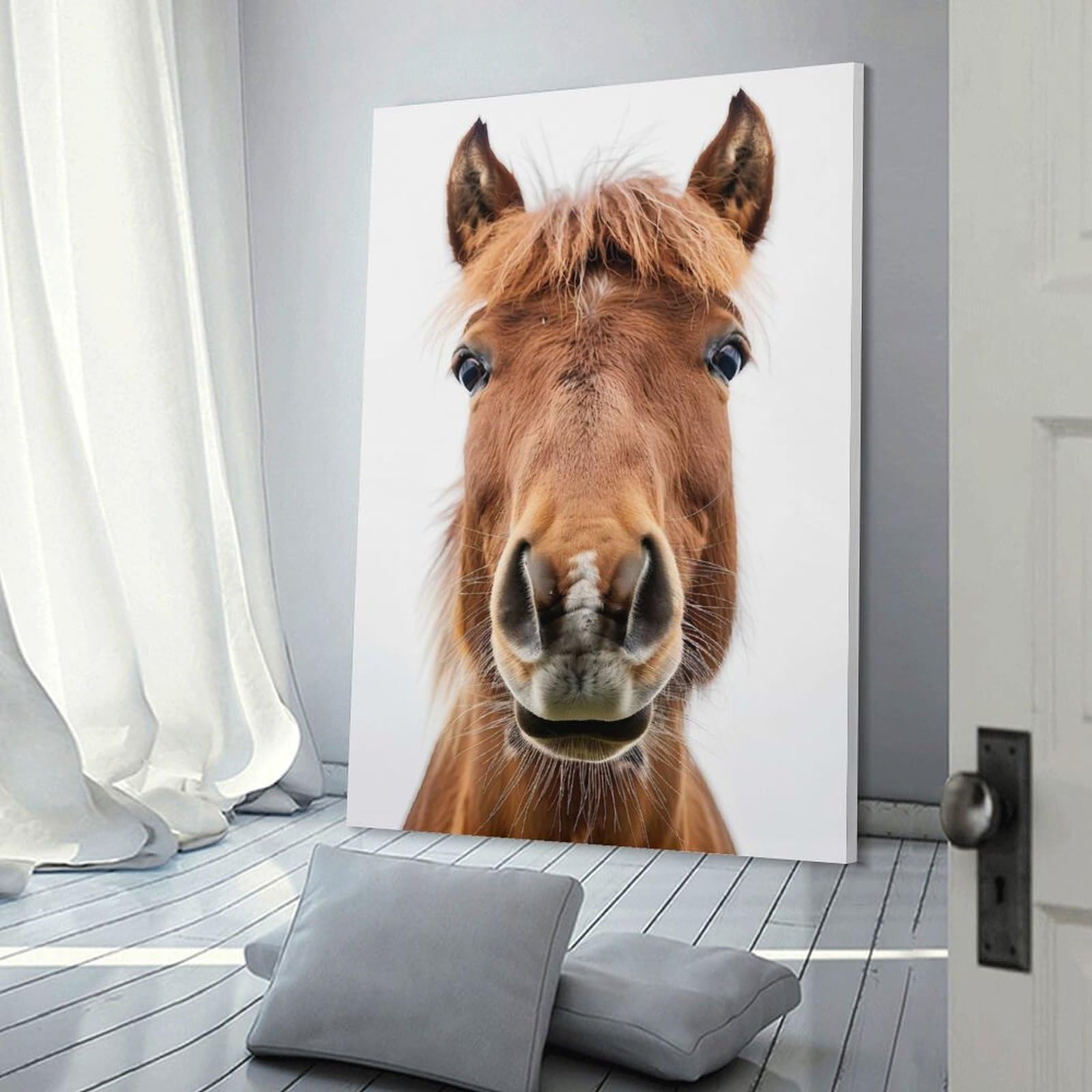 Junmoney Horse Face Canvas Wall Decor 24x36inch(60x90cm), for Corridors, Hallways Or Apartment Entries, A Stylish Accent for Home Entrances