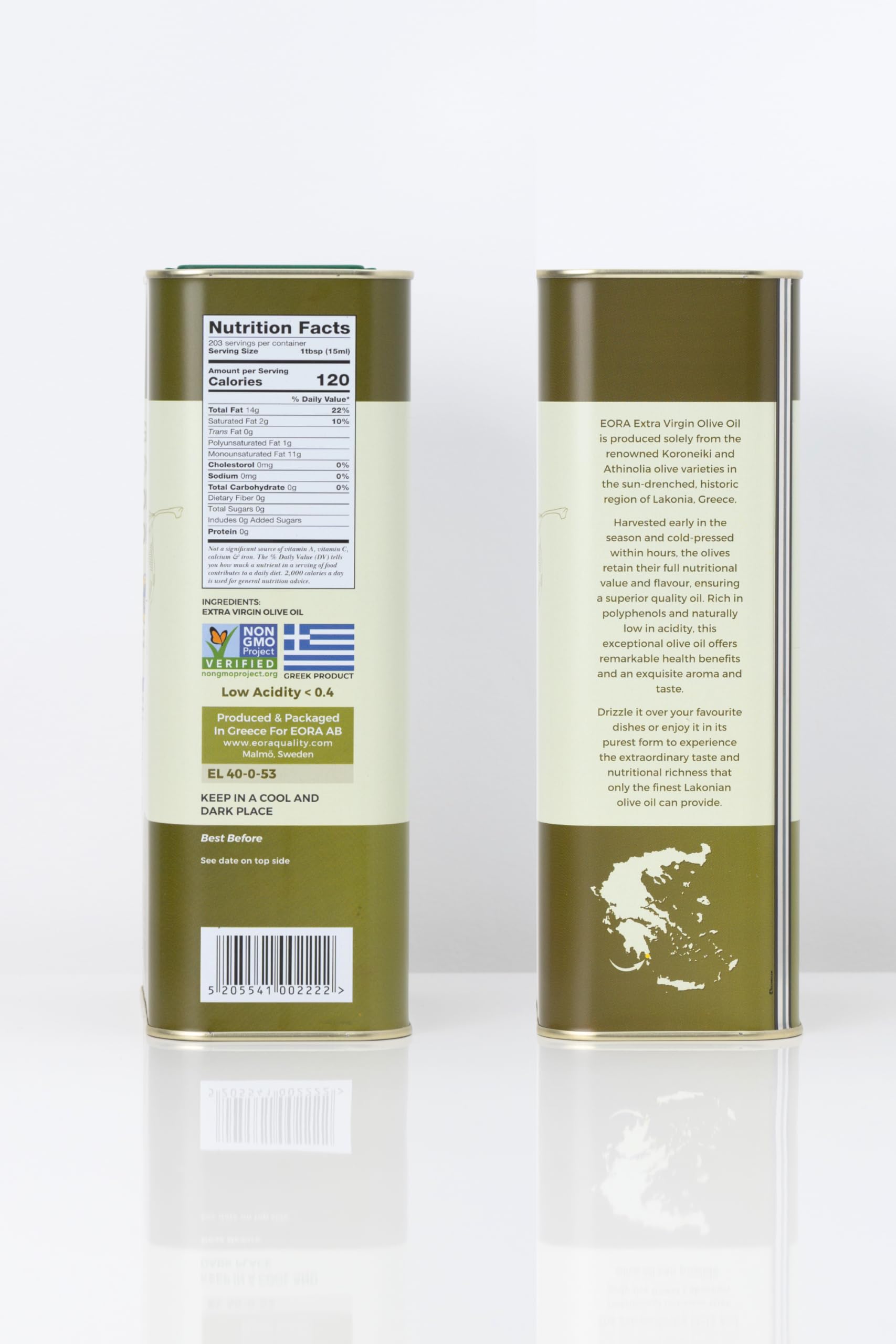 EORA Premium Griechisches Natives Olivenöl Extra 3L (Neue Ernte 25/26) – Hoher Polyphenolgehalt, kaltgepresst, sehr niedriger Säuregehalt ~0,35% – Einzelne Herkunft P.G.I. Lakonien, Griechenland