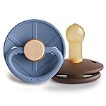 FRIGG Little Viking Natural Rubber Baby Pacifier 2-Pack | Made in Denmark | BPA-Free (Ocean View/Cocoa, 6-18 Months)