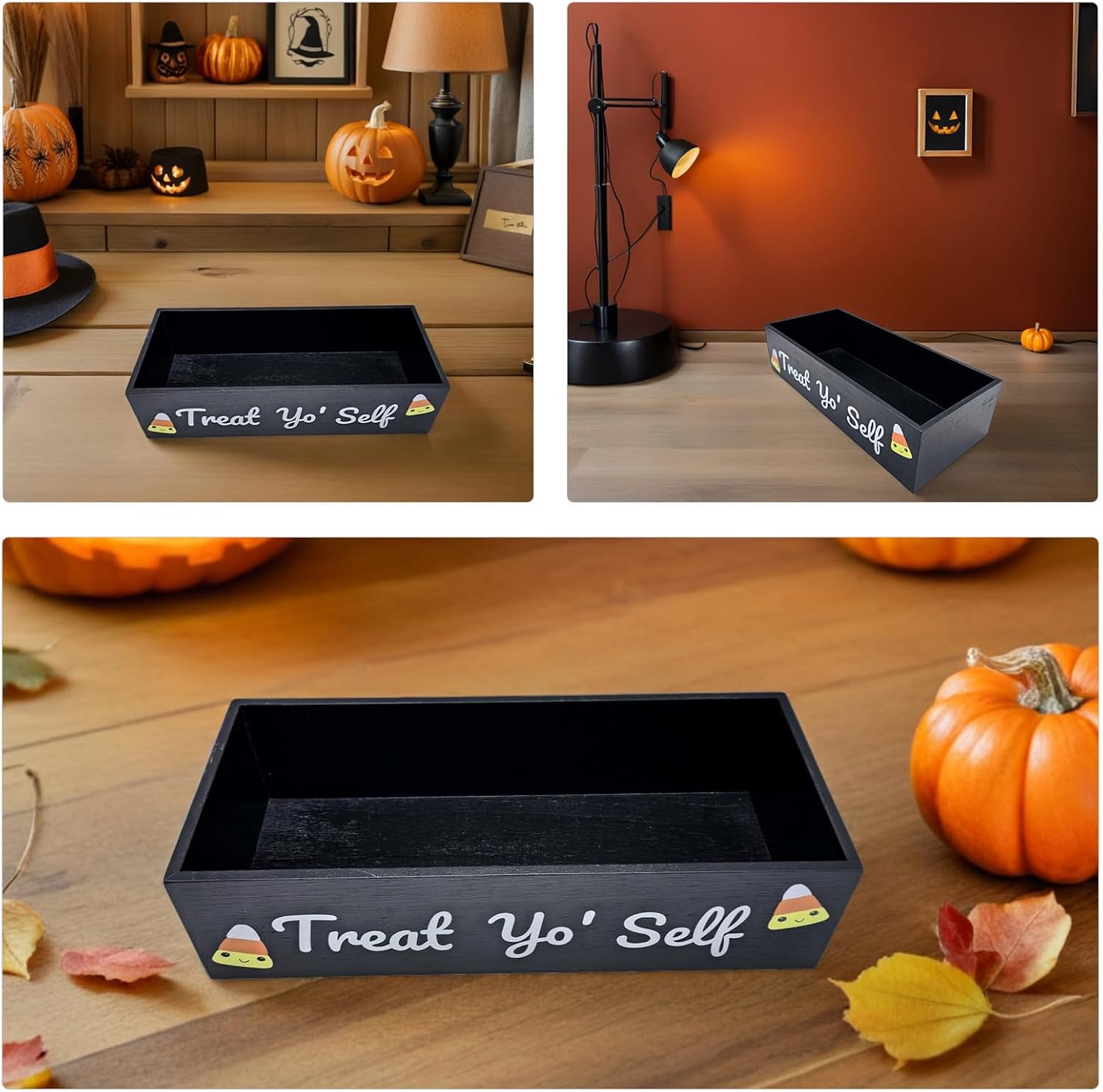 MAGICLULU Pumpkin Serving Tray: Halloween Candy Dish Decorative Bowl Serving Dish Tableware for Kitchen Home Tiered Tray Decorations Black